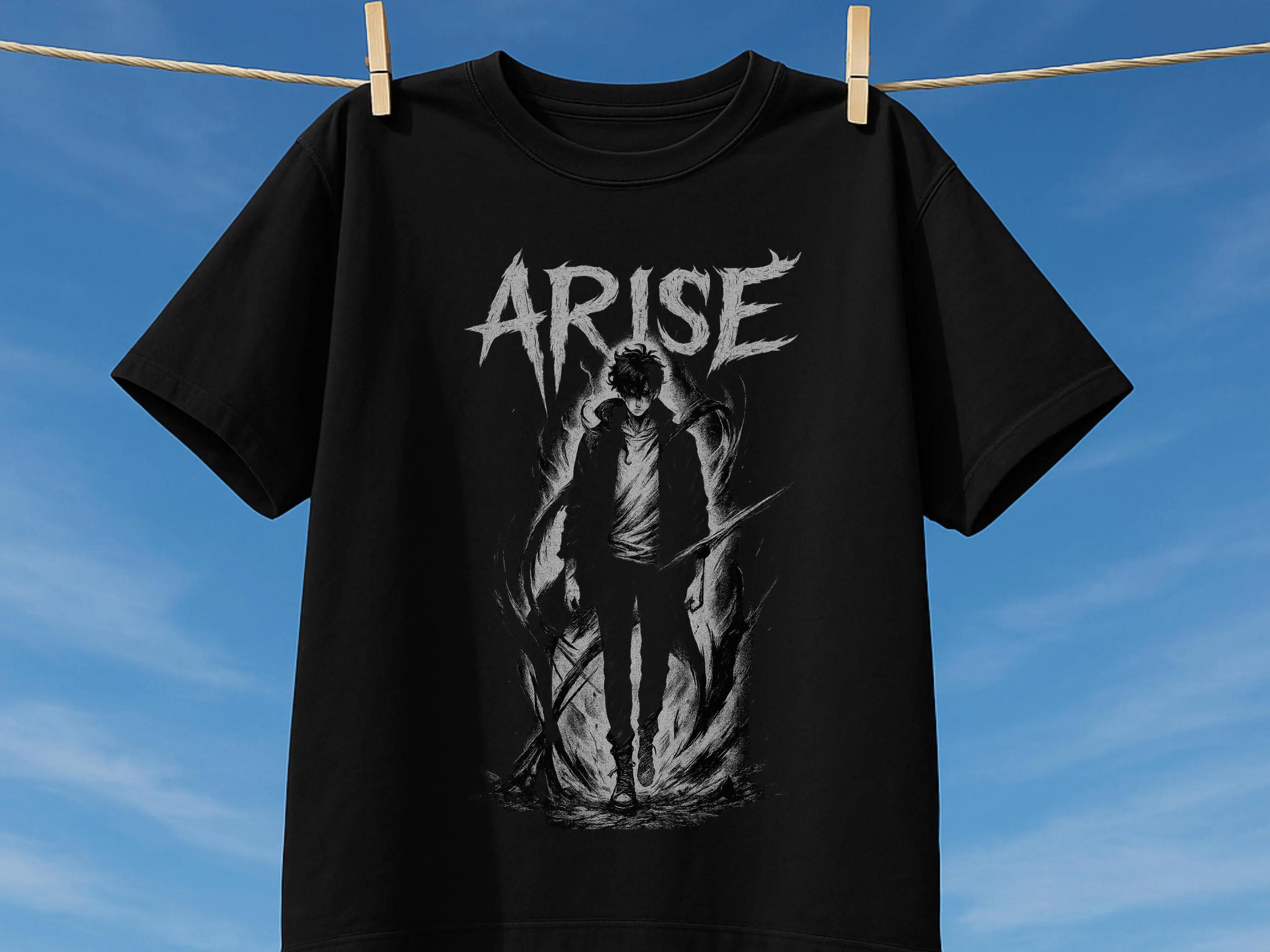 Best Selling Fashion New Street Solo Leveling Shirt ARISE Sung Jinwoo Shadow Monarch Tee Dark Unisexhwa Anime Graphic Unisex Tee S
