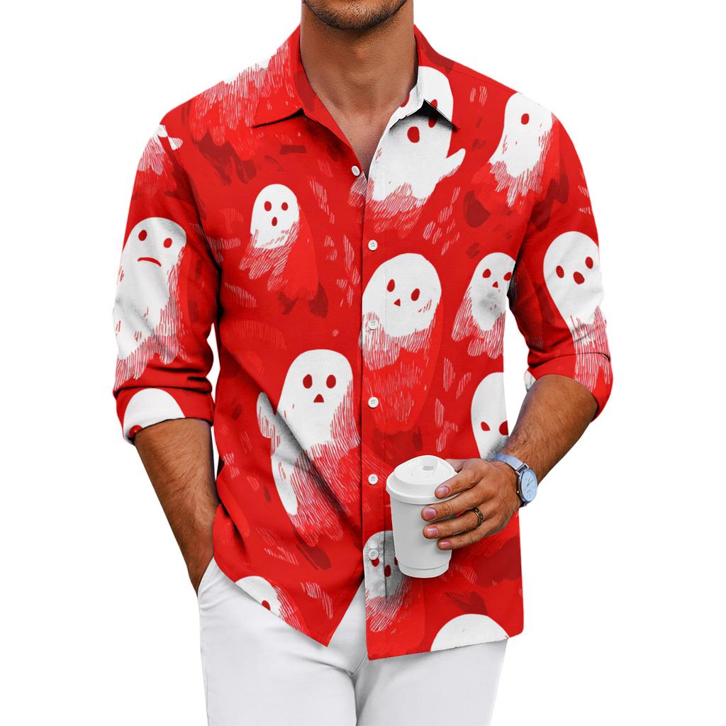 Men's Loose-fitting Casual Button-down Long-sleeved Shirt