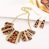 European and American Retro Leopard Print Long Necklace and Earrings Set
