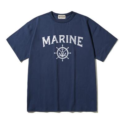 VINWUED Marine Vintage Navy Semi-Oversized T-Shirt