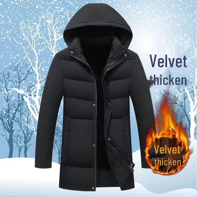 Men's Fleece-Lined Cotton-Padded Jacket: Warm Winter Coat for Middle-Aged and Elderly