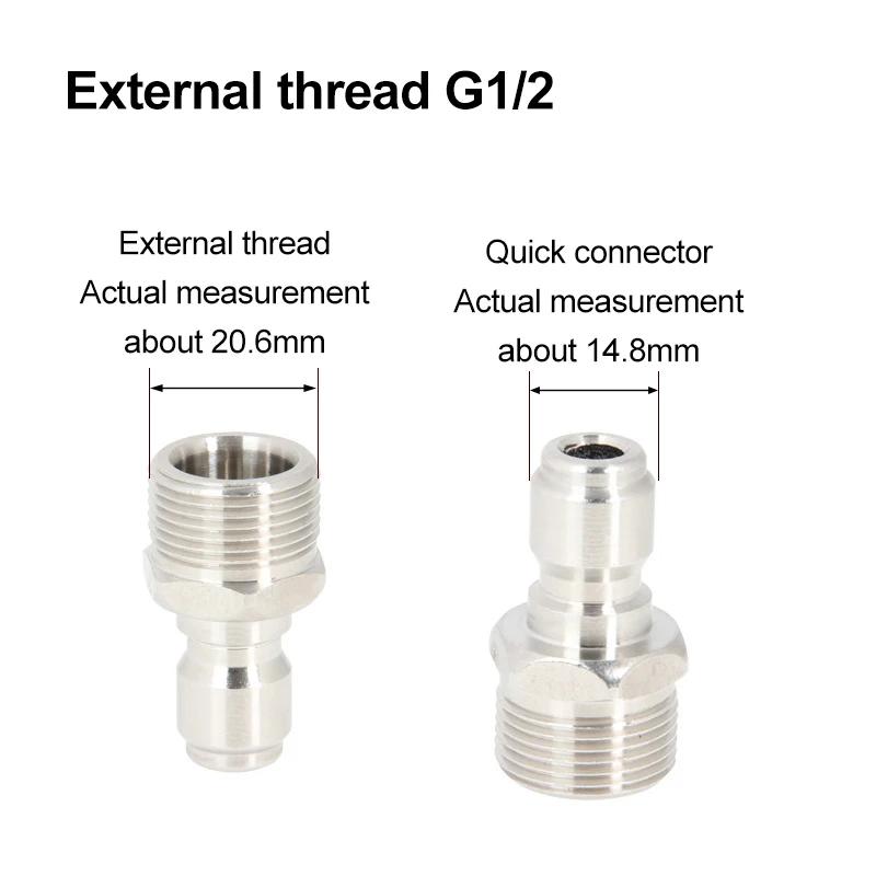 Stainless Steel G3/8 Pipe G1/2 High-pressure Water Gun Quick Connector