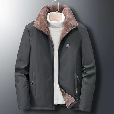 Padded Clothes Men's Thickened Jackets Winter New Velvet Padded Jackets Stand-up Collar Warm Casual Middle-aged and Elderly Dad Padded Clothes