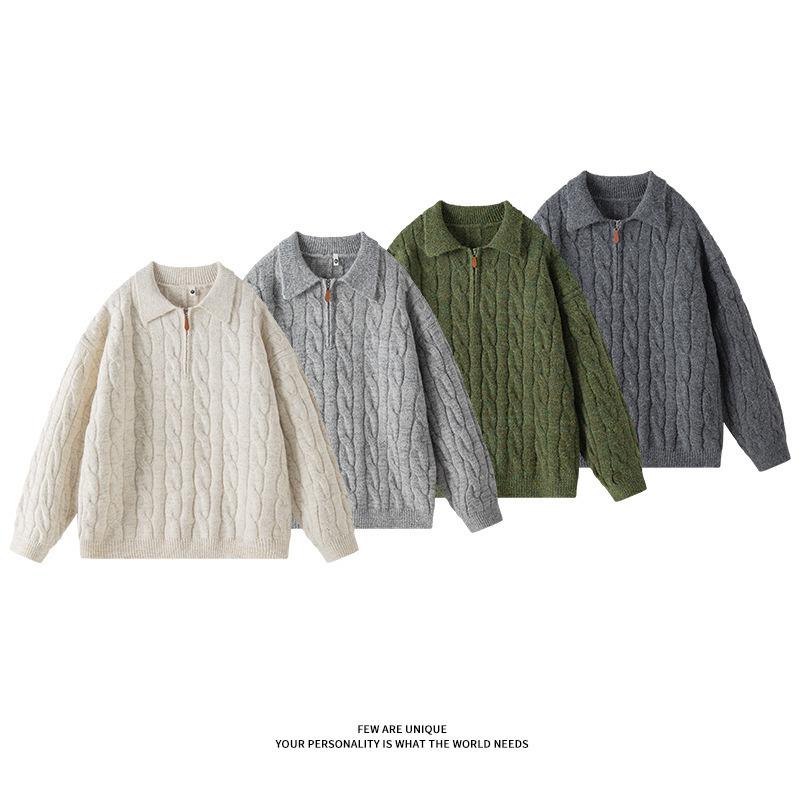 Men's Versatile Trendy 2025 Half-Zip Loose Knit Pullover Sweater