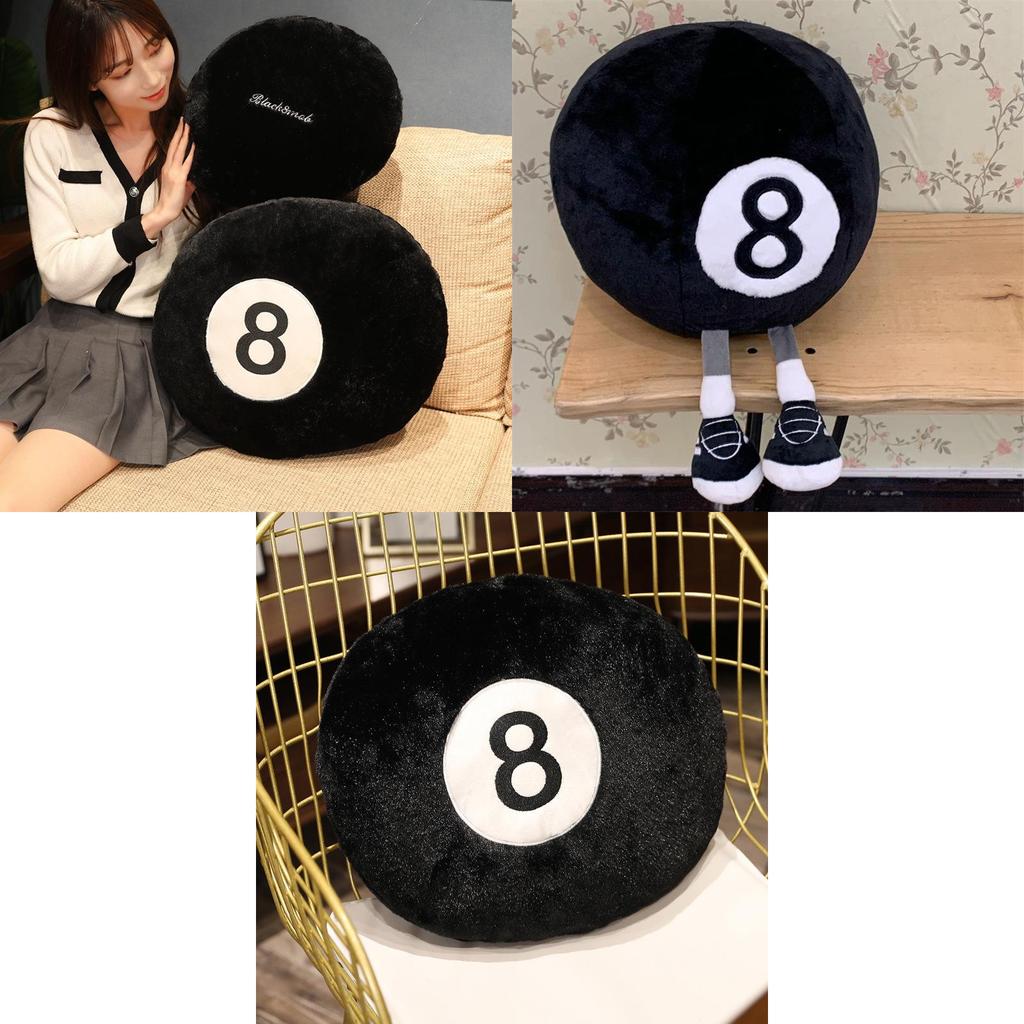 Creative Black 8 Billiards Pillow Plush Toy Sofa Cushion Nap Pillow Living Room Decoration Puppet