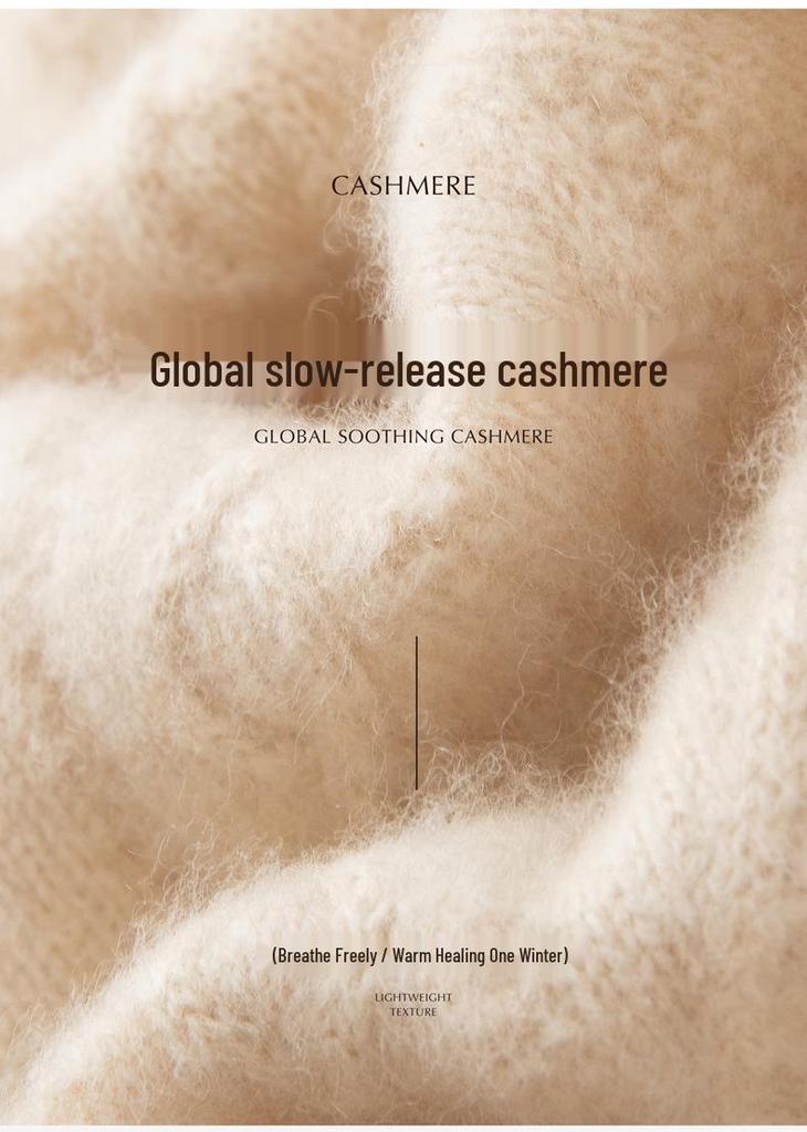 Women's Cashmere Zipper Stand Collar Cardigan - Thick, Loose, Slimming Knit Sweater Coat for Autumn & Winter