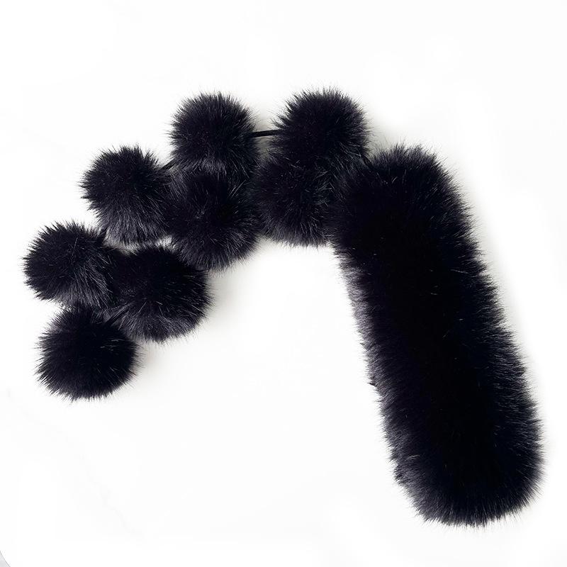 Customized autumn and winter imitation fox hair scarf with hairball plush versatile long scarf thickened warm plush shawl