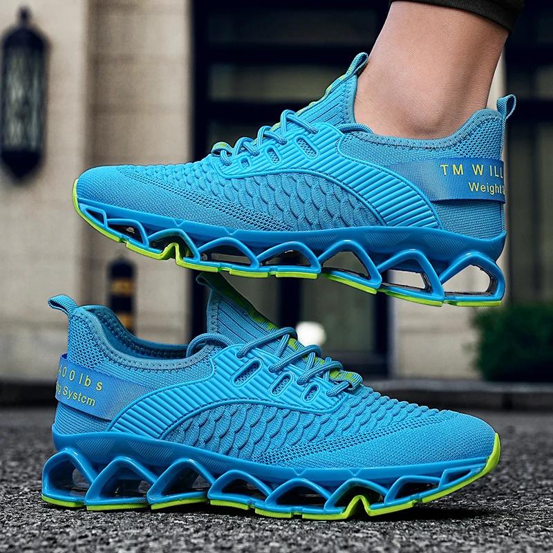 

New Men Running Shoes Lace-up Jogging Casual Blade Walking Loafers Brand Fashion Sneakers BreathableOutdoor Leisure Comfortable 39 жовтий