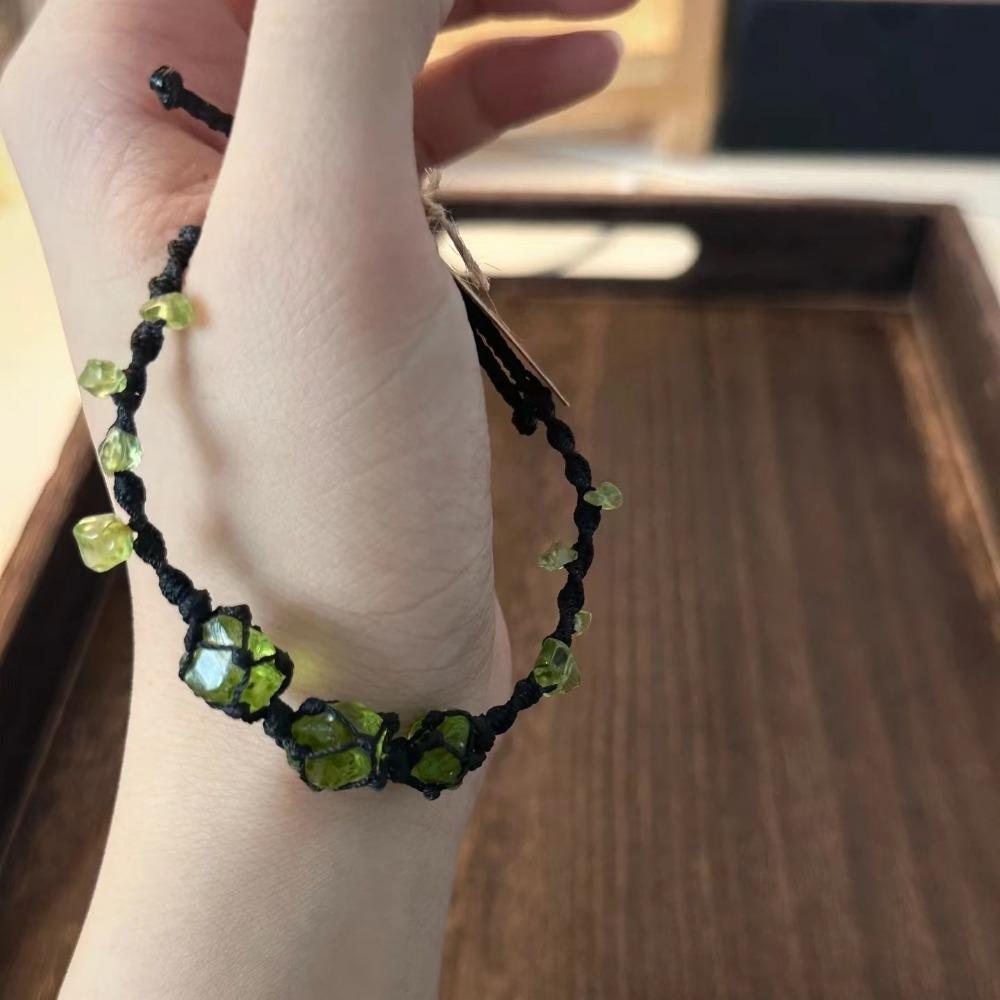 Colored Vital Crystal Hand Chain Hand-knitted Irregular Stone Bangle  Hipster