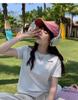 Women's Casual Minimalist Korean White Cotton Short-Sleeve Round Neck T-Shirt