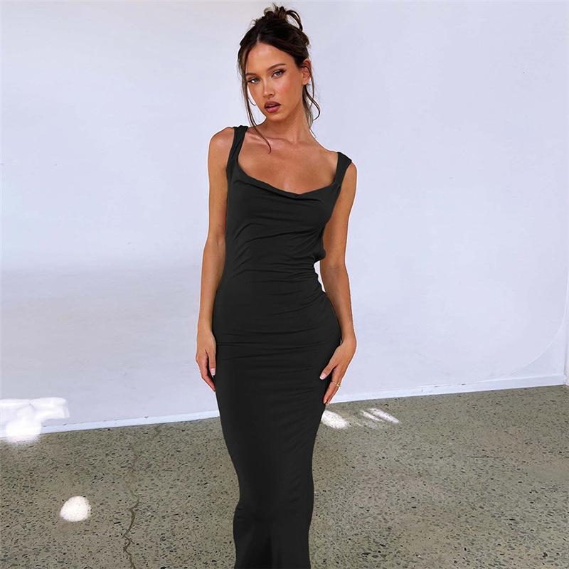 Dámske vestidos Club Party šaty bez rukávov dlhé tielko Elegantné sexy maxi šaty s prekrytým chrbtom