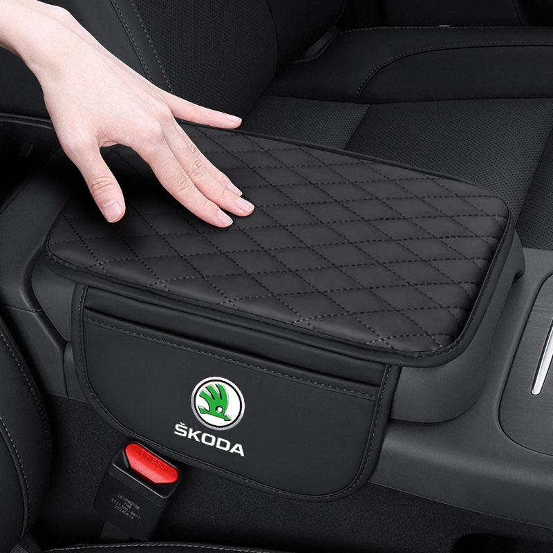 PU Leather Car Armrest Mat Tissue Boxes Height Pad Armrest Box For Skoda Octavia 2 3 Fabia Kamiq Kapoq Kodiaq A5 A7 Rapid SCALA Superb