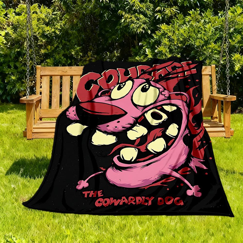 1PC Courage the Cowardly Dog Outdoor Blanket Lightweight Flannel, Soft & Warm, All Season Use for Sofa