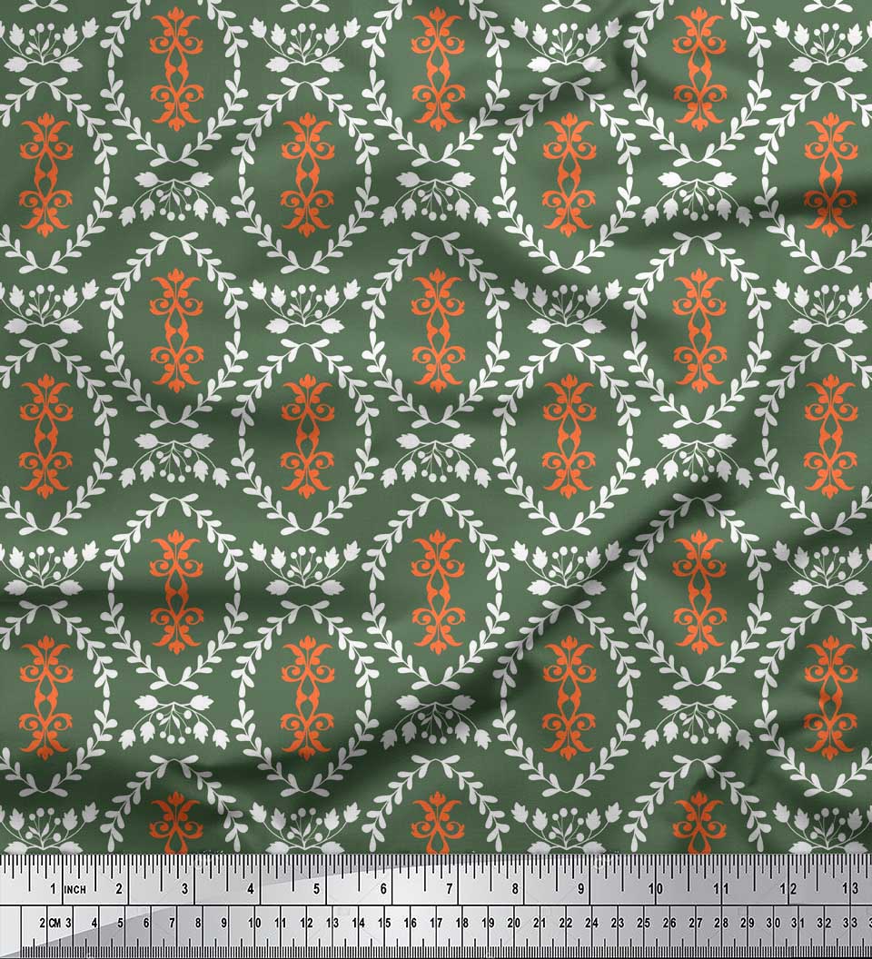 

Тканина для рукоділля Soimoi Red, Японія, креп-сатин, філігранна дамаська тканина для рукоділля, 42 дюйми. 42 Inch Wide - Poly Crepe зелений