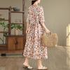 2026 Retro-Blumenmuster Sommerkleid - Elegantes langes Damenkleid