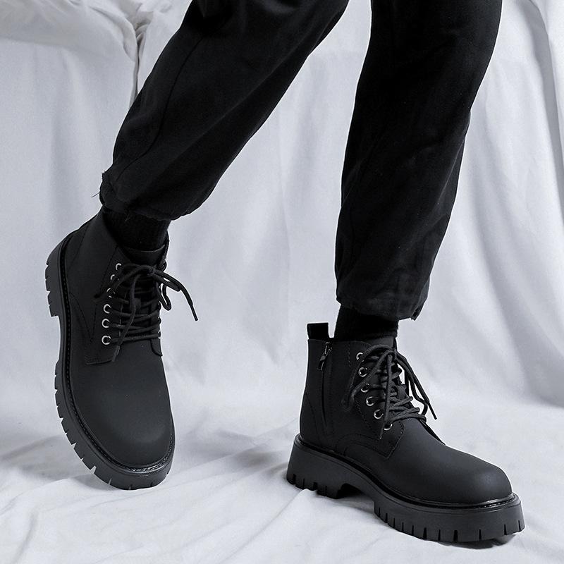 Martin boots men's British high-end thick-soled heightening trendy shoes men's breathable high-top locomotive leather boots 3306-R