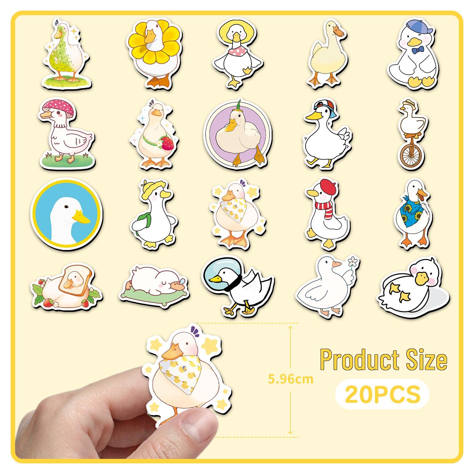 20pcs Cute Cartoon Animal Duck Refrigerator Magnets - Soft, Waterproof, Creative DIY Stickers 5.5-8.5cm