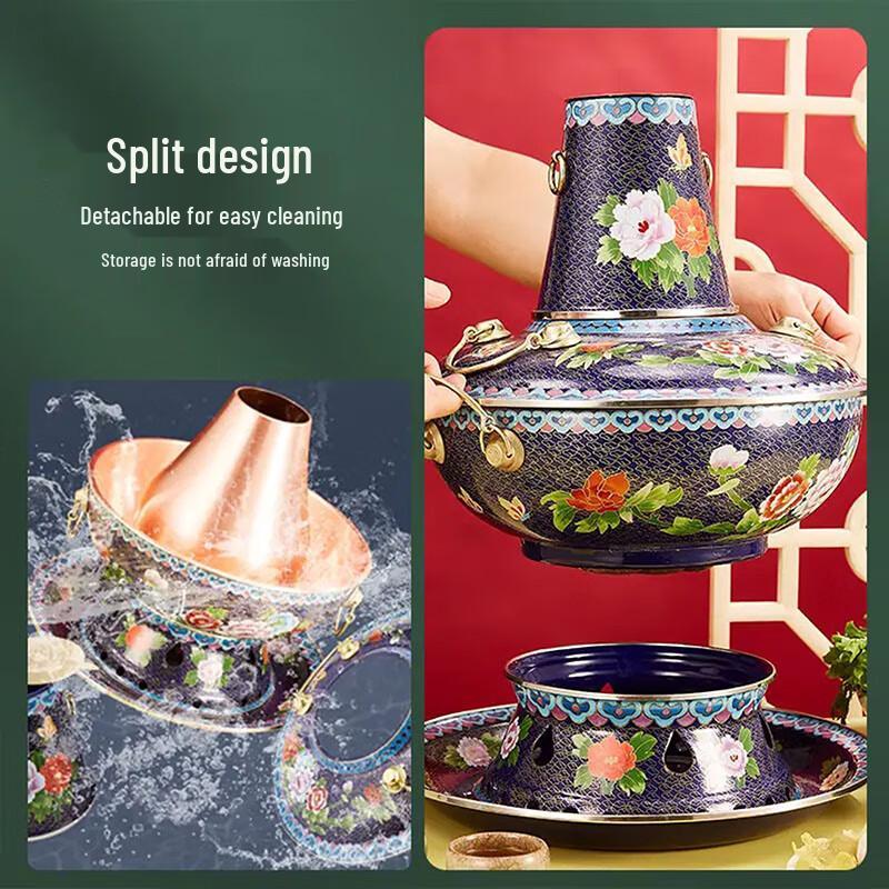 Zhouyue Hengsheng Enamel Cloisonné Copper Charcoal Hot Pot