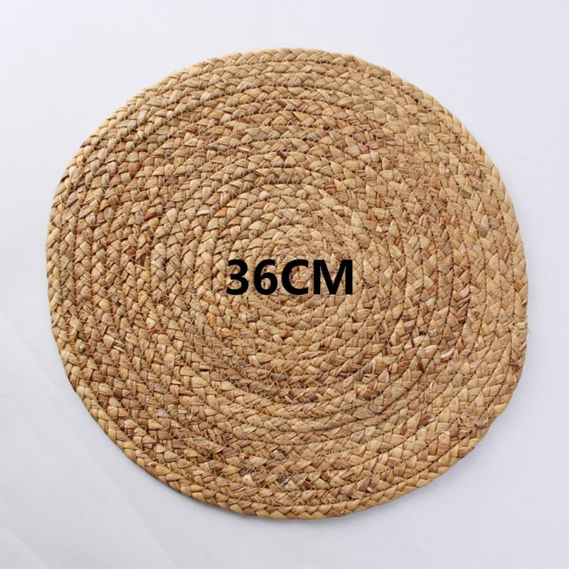 Round Woven Placemat Natural Water Hyacinth Place Mats Straw Table Mats for Dining Table Christmas Rustic Heat Resistant Cup Pad