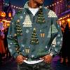 Men's Casual Flannel Quarter-Zip Long Sleeve Sweatshirt with Christmas Print