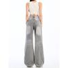 American Retro Light Gray Wide Leg Denim Women's Popular Thin High Waist Drooping Loose and Lazy Style Straight-Leg Pants This Year