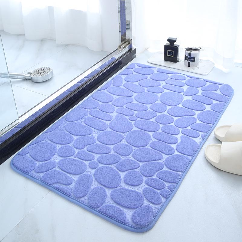 Pebble Textured Absorbent Coral Fleece Bathroom Mat, Solid Color, Stain Resistant, Thickened