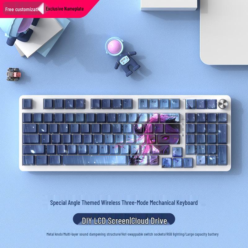 Wireless Bluetooth Mechanical Keyboard - 98-Key, Blue Switch, Silent for Gaming/Esports, High-Design for Girls/Office Use.