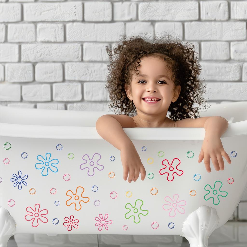 106PCS Flowers and Bubbles Wall Decals Under The Sea Birthday Party Peel and Stick Colorful Bubble Stickers Car,Bedroom,Bathroom,Windows,Laptop Decor
