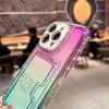Colorful Bright Gradient Card Slot Wallet Clear Case For iPhone 16 Plus 15 14 13 12 Pro Max Candy Color Bumper Soft TPU+PC Cover