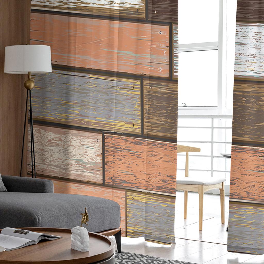 Retro Stara Tekstura Drewnianych Desek Przezroczyste Zasłony Nowoczesna Zasłona Gazowa do Salonu Sypialni Zasłony z Woalu