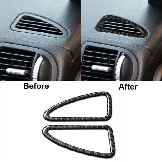 2Pcs Carbon Fiber Defogger Air Vent Cover Trim For Porsche Cayenne Sport 2003-10