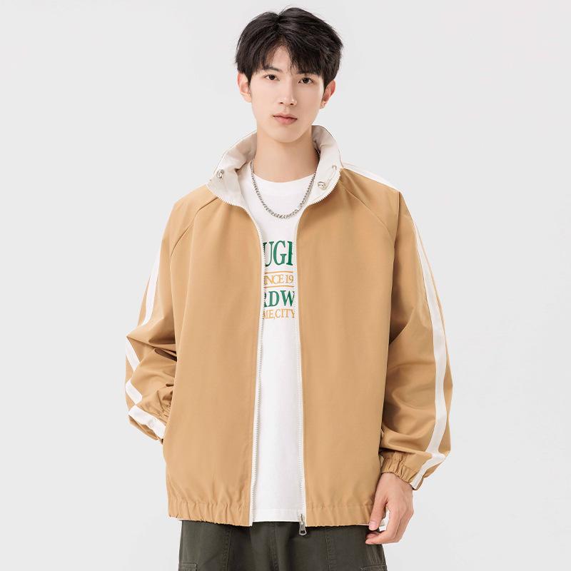 Jacket Men's Spring and Autumn New Men's and Women's Same Double-Sided Stand-Up Collar Jacket Trendy Outdoor Sports Casual Jacket