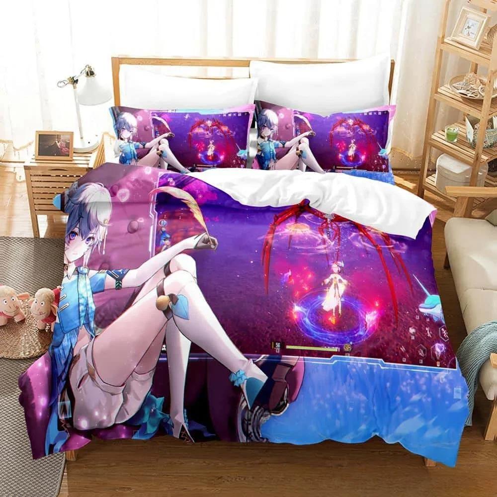 3D Printing Game Tower of Fantasy Anime Bedding Set Single Twin Full Queen King Size Bed Set Adult Kid Bedroom Duvetcover Sets