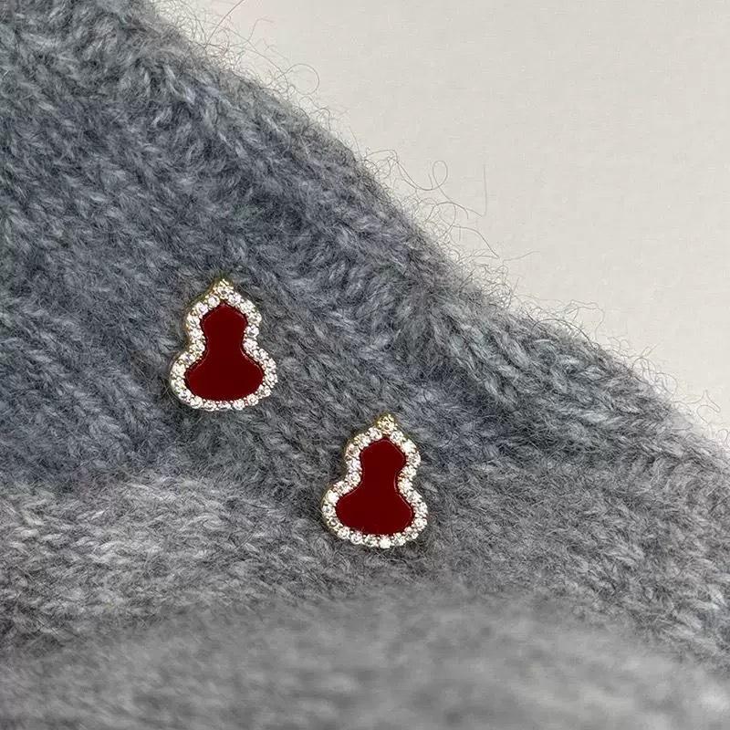 Серьги-тыковки Анкола Красные Серебряная Игла Женские Новые Популярные Красные Атмосферные Премиум Серьги Серьги