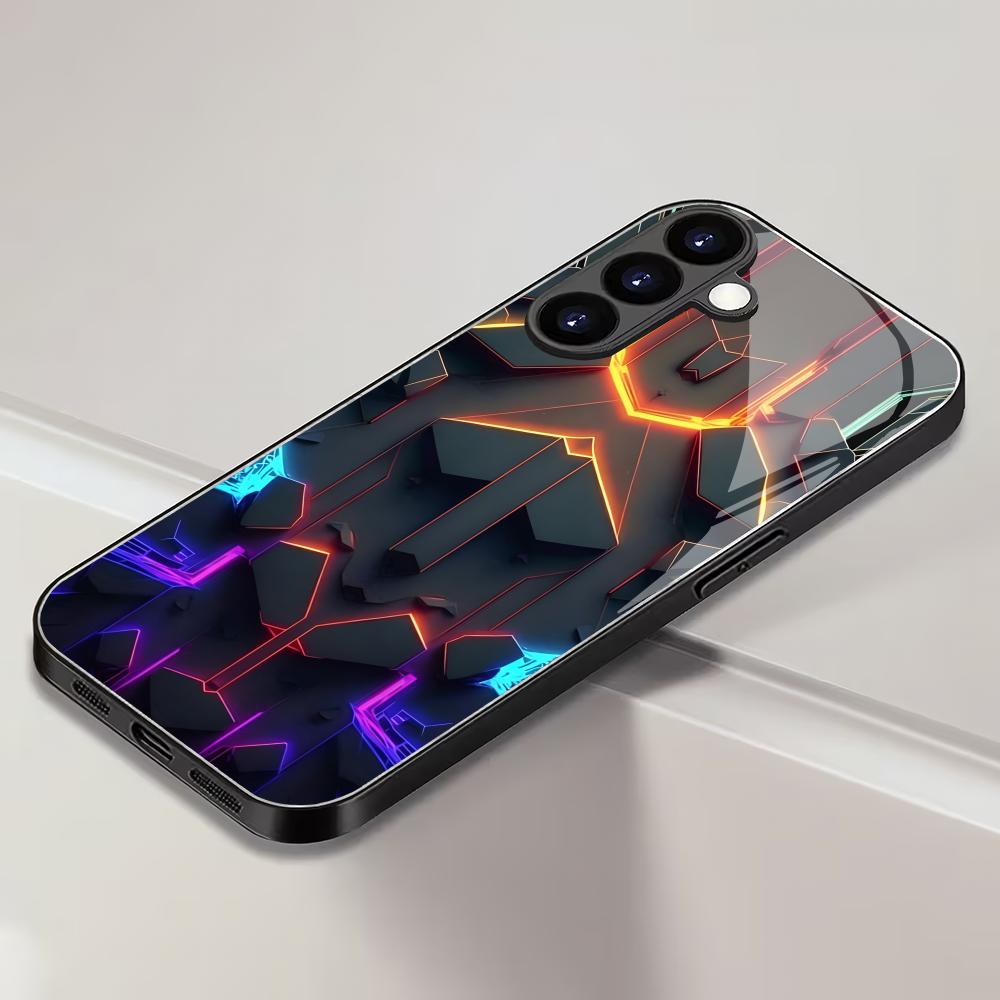 E-sports mecha pattern glass phone case suitable for Samsung Galaxy S26 S25 S24 S23 S22 S20 FE/Ultra/Plus anti fall back cover