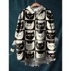 Süßes Erdbeer-Katzen-Print Damen Langarmshirt Sommer Lässig V-Ausschnitt Hemden Japanische Kimono Bluse Harajuku Gemütliches Lockeres Oberteil