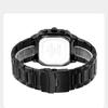 Skmei Luxury Stainless Steel Square Men Watch Chronograph Luminous Quartz Wristwatches Small Dial Work Male Waterproof Clock
