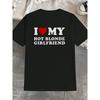 European Sizes Men's Casual Versatile Round Neck T-Shirt, Red Heart Print Men's Top, Gift for Men