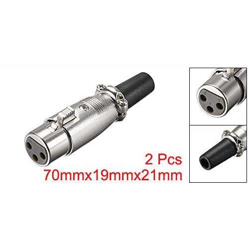 uxcell 3-Pin XLR Female Connector Adapter, Microphone Audio Socket, Mic Plug, Zinc Alloy, Silver, Pack of 2