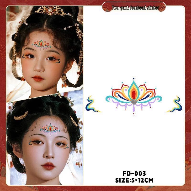 Dunhuang Glitter Face Stickers: Ancient Style Forehead & Eye Tattoos for Hanfu and Stage Performance