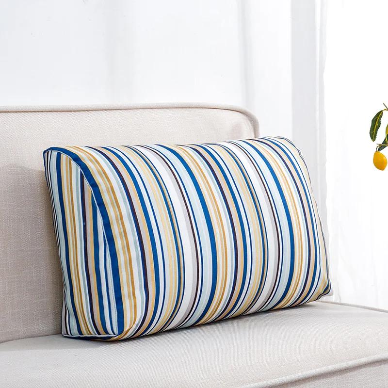 

No Fillings Striped Sofa Back Cushion Cover Linen Breathable Fabric Bedside Backrest Pillow Case Bed Tatami Backrest Cover 60x35x17cm