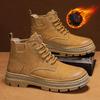 Fashion Men Ankle Boots Platform Leather Boots 2025 Fashion Brown Lace-up Boot High Top Comfortable Casual Shoes Non slip Work Men Boots