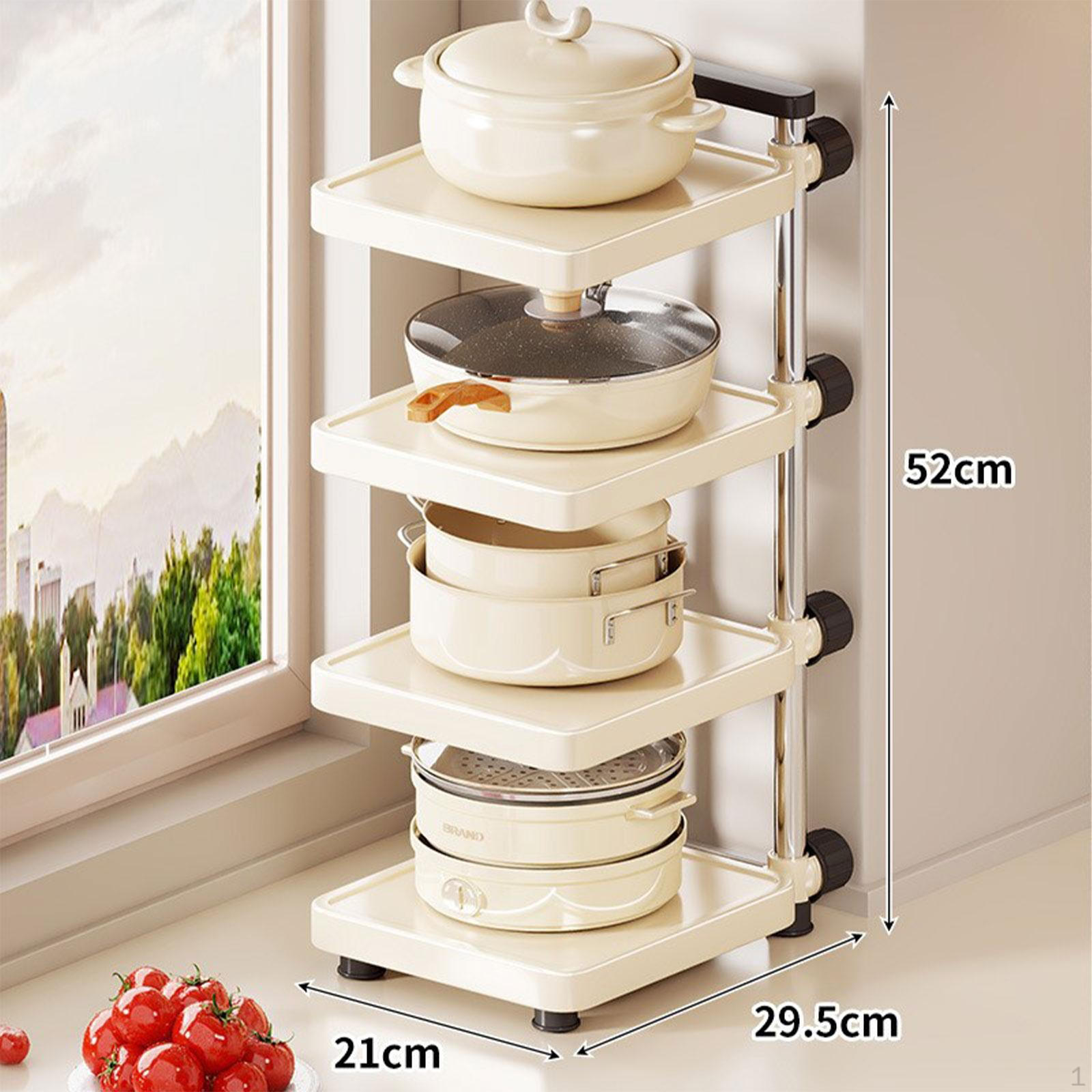 

Подставка для кастрюль, органайзер для сковородок, многофункциональная напольная, регулируемая для столешницы, чугунная