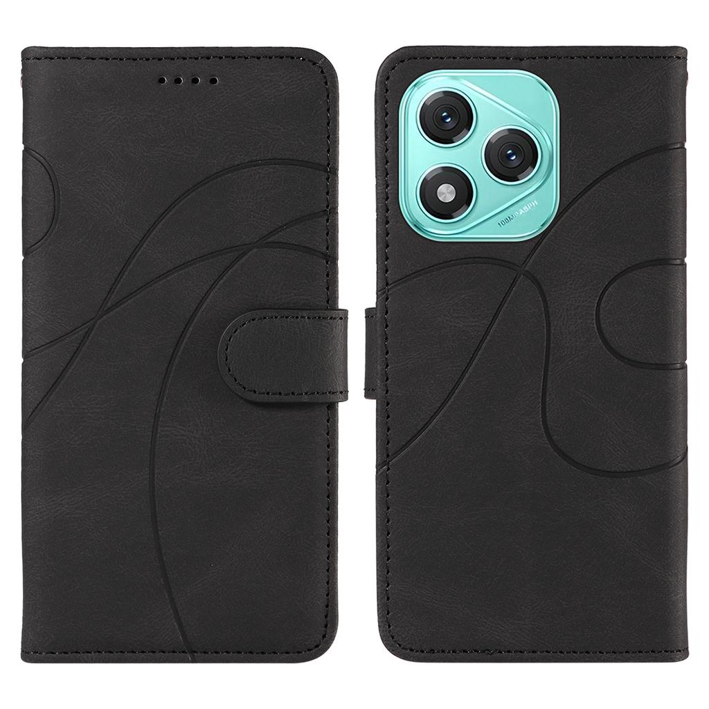 For Honor 400 Lite Wallet Case Leather Phone Cover Stand with Curved Line Design