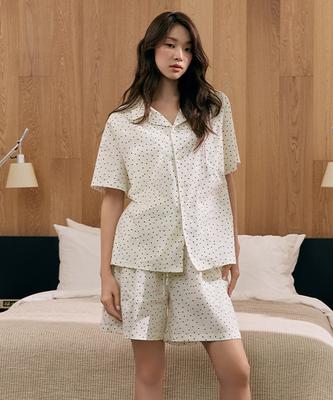Seideu [2Pack] [Uni] Petit Poi Cloud Fit Dot Shirt Pajama Set