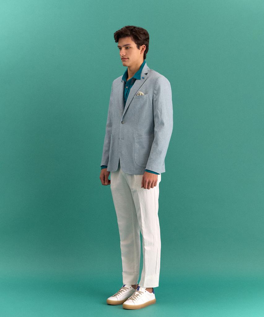 Panicale Sky Blue Cotton Linen Jacket