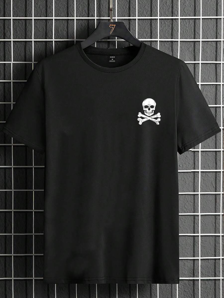 

Manfinity BRENVOR Unisex Skull Graphic Print Short Sleeve T-Shirt, For Going Out, For Friends XL