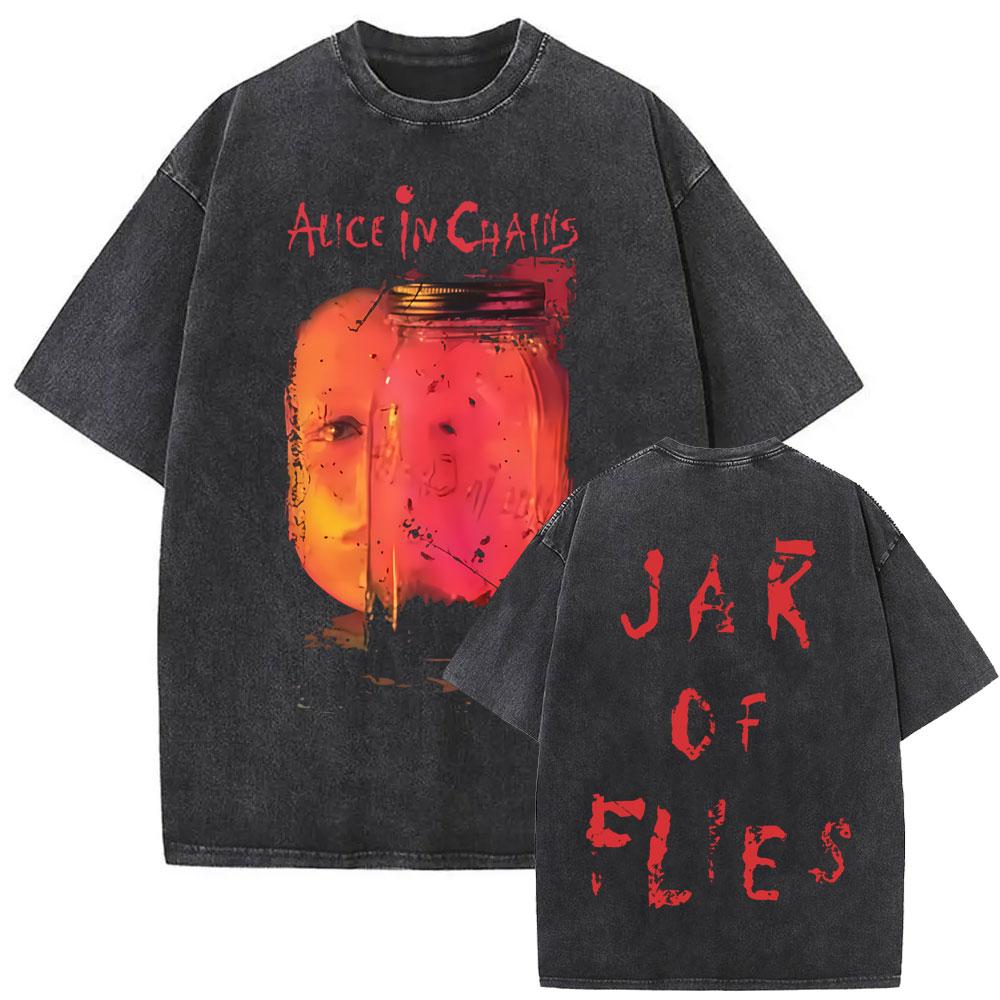 Washed Vintage Rock Band Alice In Chains Album Cover Graphic Print T-shirt Men's Women Gothic Punk Oversized T Shirts
