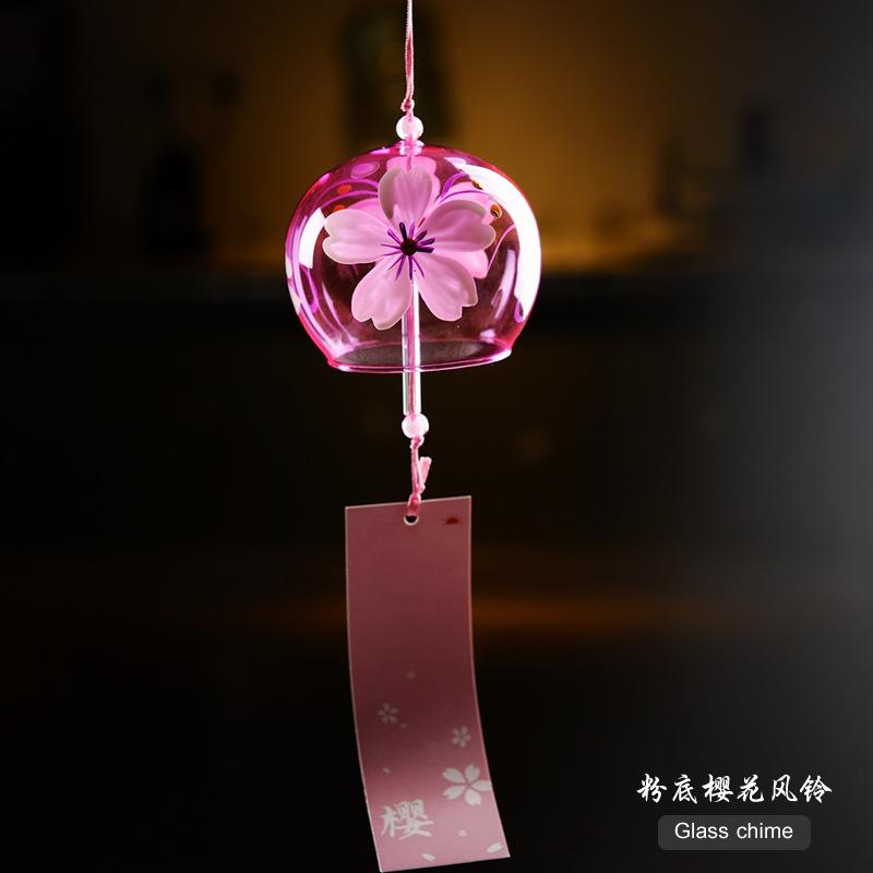 Japanese Style Cute Wind Chime Handmade Glass Painted Hanging Ornament Creative Gift for Girls