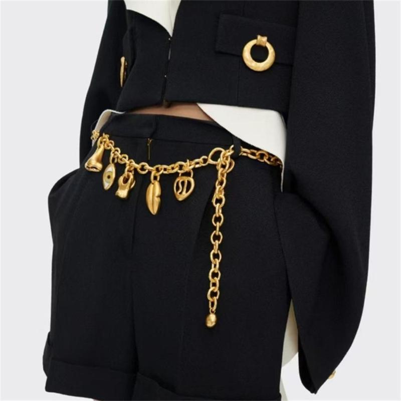 Elegante Taillen-Schmuck-Dekore mit Teufelsaugen-Anhänger, verstellbare Metall-Körperkette, Hüftgürtel für Abendparty-Outfit